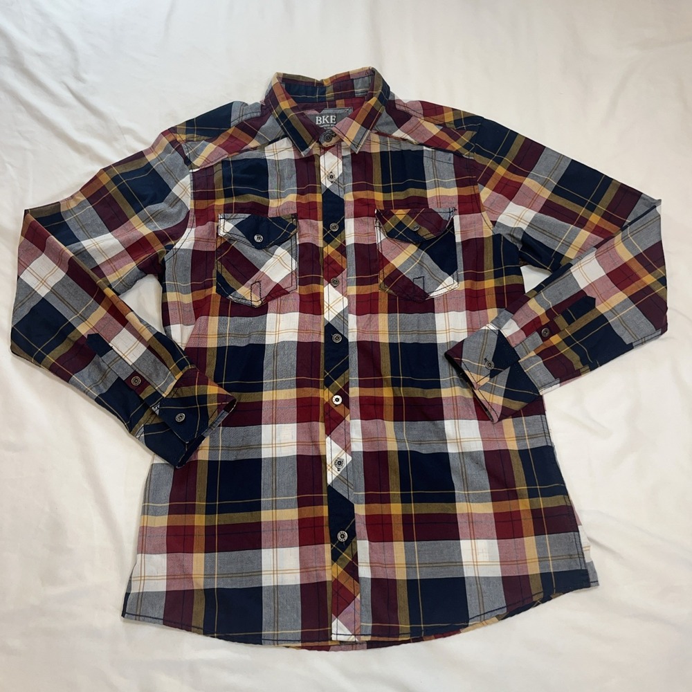 BKE Buckle Standard Fit Long Sleeve Metal‎ Button Flannel Shirt Size Men's Large